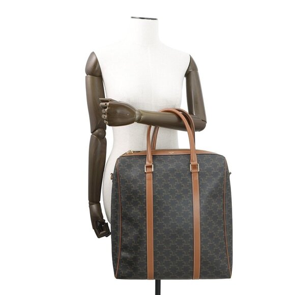 CELINE Triomphe Vertical Travel Bag PVC/Leather Black/Tan 194822 - Picture 5 of 16